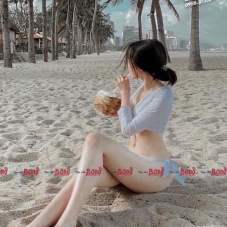 Cho Thuê Bikini 2 Mảnh Tay Dài Cột Nơ