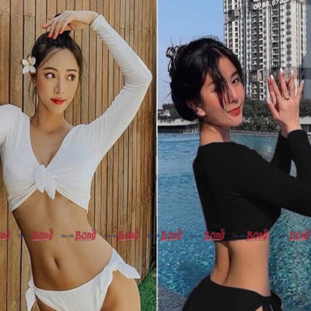 Cho Thuê Bikini 2 Mảnh Tay Dài Cột Nơ