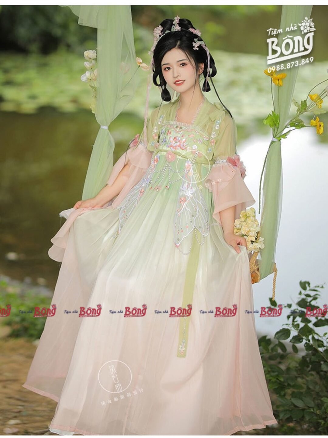 Váy Hán Phục Tay Rua Hồng 01