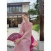 Áo Dài Voan Hoa Anh Đào Hồng 03