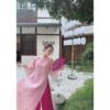 Áo Dài Voan Hoa Anh Đào Hồng 02