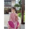 Áo Dài Voan Hoa Anh Đào Hồng 04