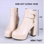 Giày Boots Dây Kéo Đế Răng Cưa Kem