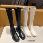 Giày Boots Dài Đế Vuông Đen