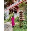 Áo Dài Thắt Nơ Vai Đen Hồng 02