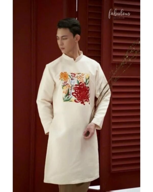 Cho Thuê Áo Dài Cách Tân Nam Bỉ Ngạn Kem