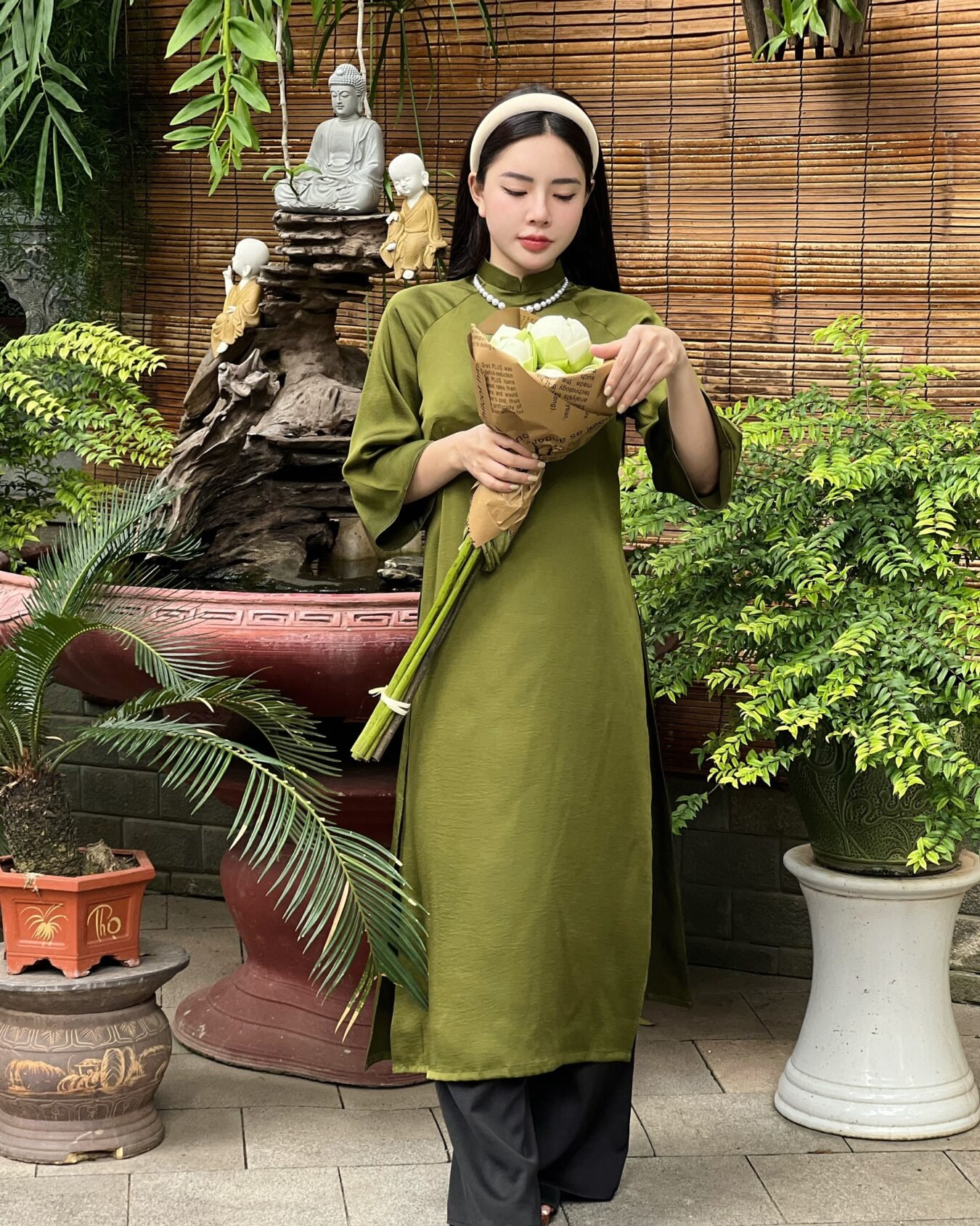 Cho Thuê Áo Dài Tây Thi Xanh Lá Mạ (Có Bigsize)