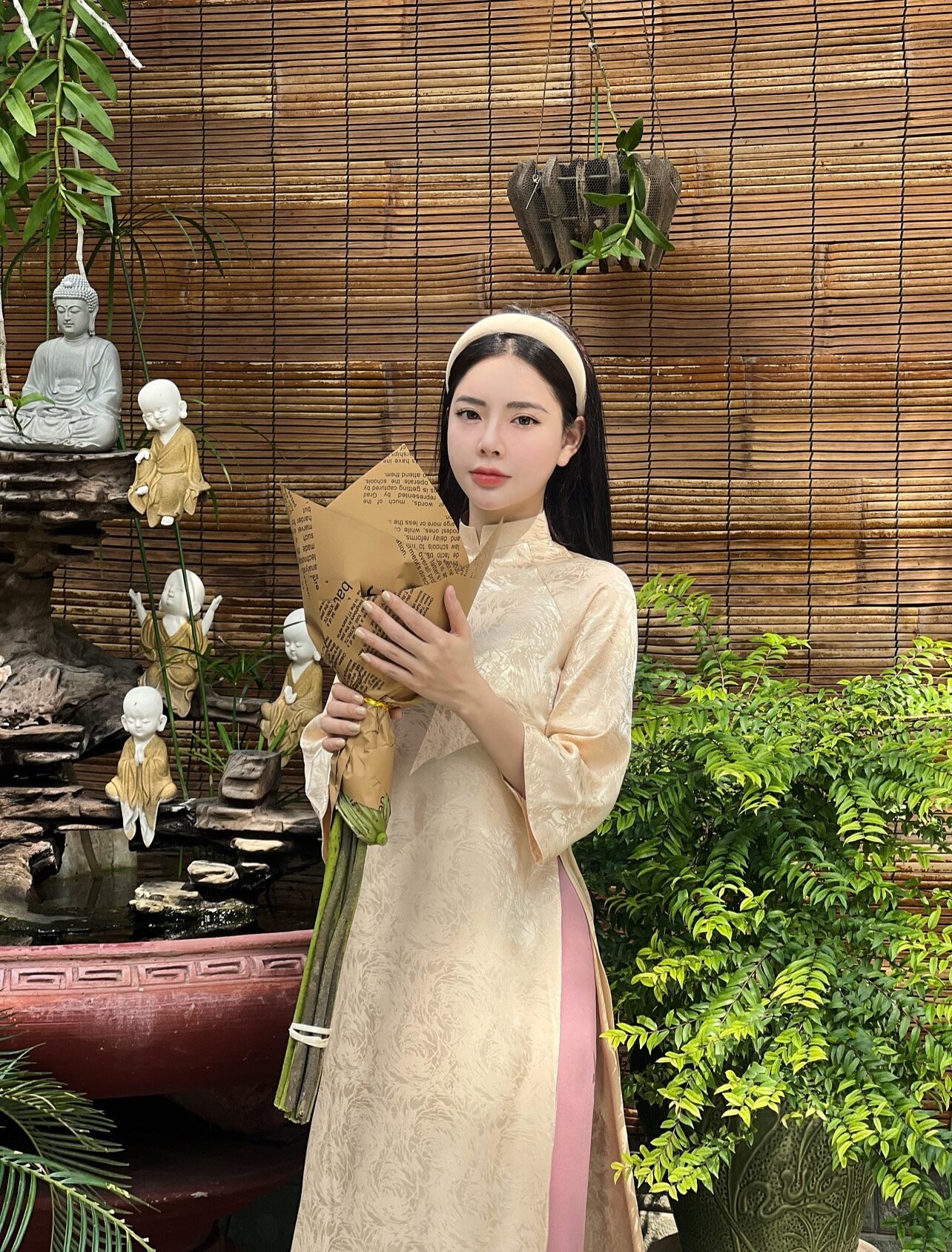 Cho Thuê Áo Dài Tây Thi Vàng Kem (Có Bigsize)