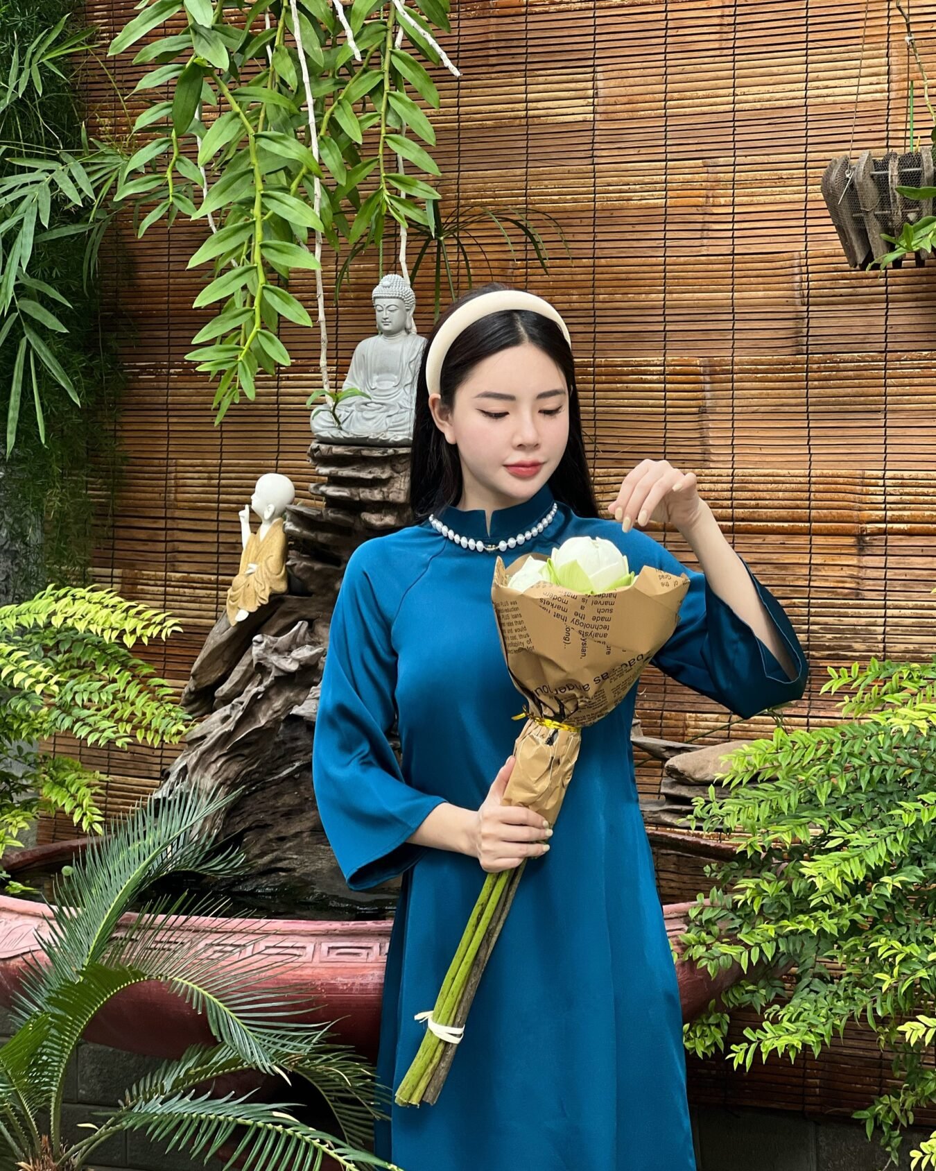 Cho Thuê Áo Dài Tây Thi Xanh Corban (Có Bigsize)