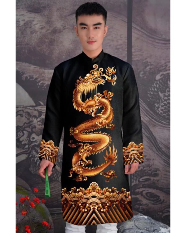 Cho Thuê Áo Dài Cách Tân Nam Rồng Đen