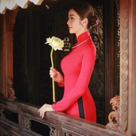 Cho Thuê Áo Dài Nhung Basic Đỏ
