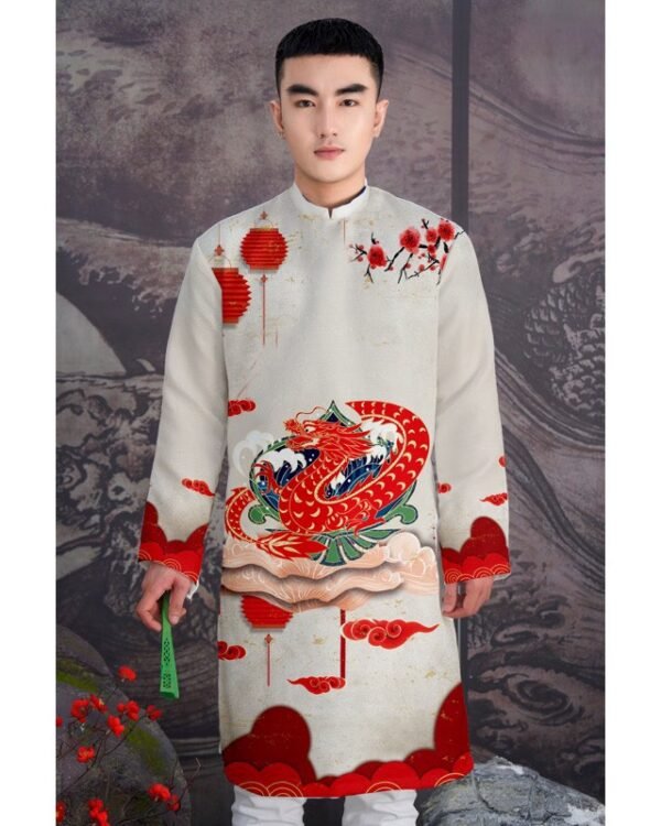 Cho Thuê Áo Dài Cách Tân Nam Rồng Đỏ