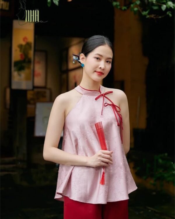 Cho Thuê Set Yếm Hồng Cột Nơ Đỏ