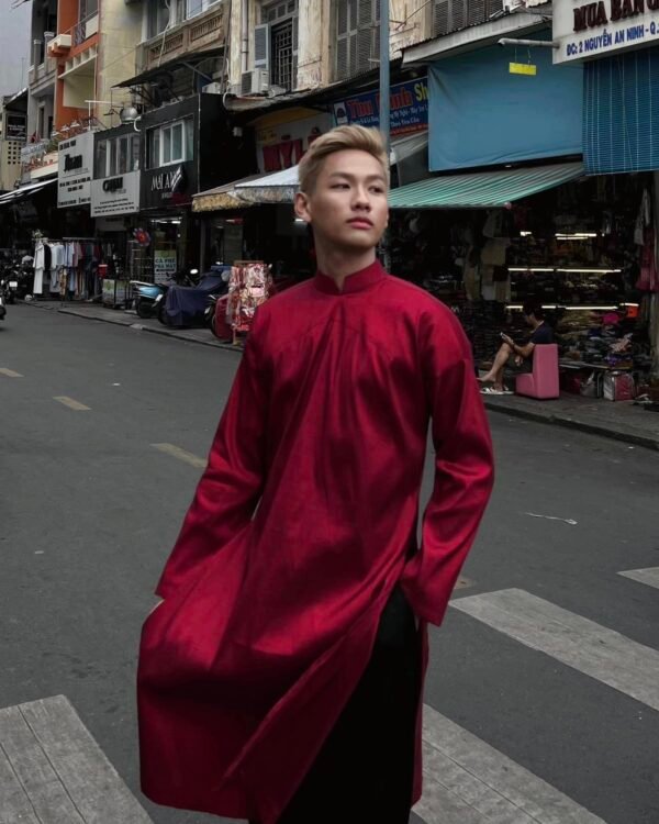 Cho Thuê Áo Dài Nam Dizai Đỏ Trơn