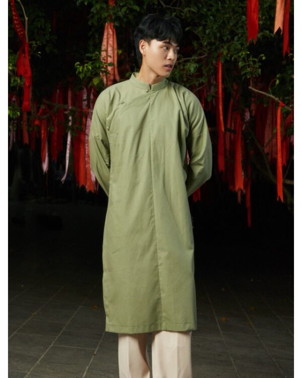 Cho Thuê Áo Dài Ngũ Thân Nam Xanh Rêu Villa Wings (Có Bigsize)