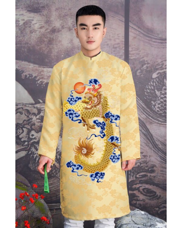 Cho Thuê Áo Dài Nam Rồng Vàng Tươi