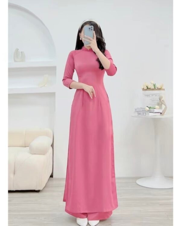 Cho Thuê Áo Dài Form Ôm Trơn Hồng