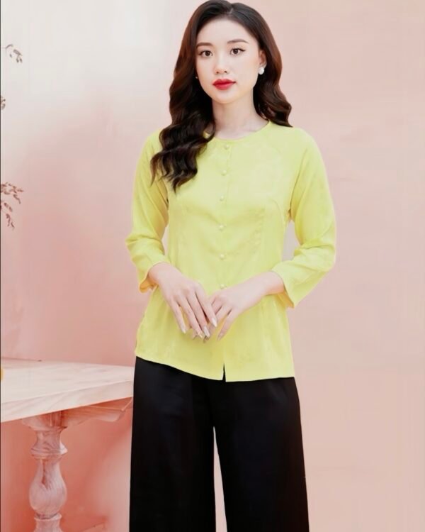 Cho Thuê Set Bà Ba Cổ Tròn Hoa Chìm Vàng (Có Bigsize)