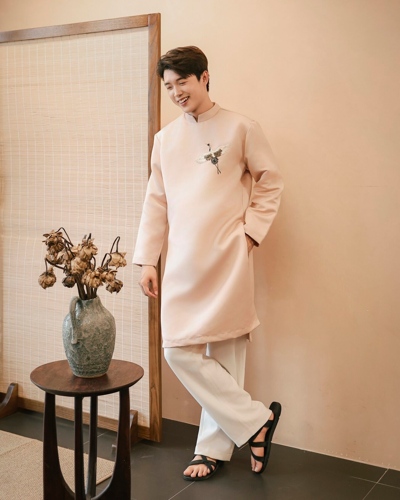 Cho Thuê Áo Dài Nam Đính Hạc Hồng OAO (Có Bigsize)