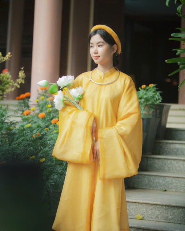 Cho Thuê Áo Tấc Tay Thụng Voan Tơ Vàng