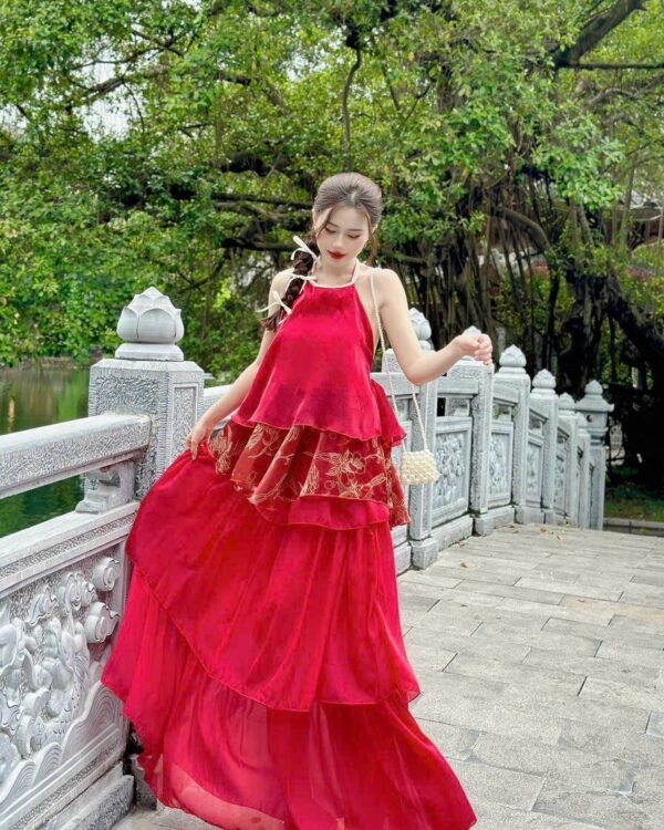 Cho Thuê Set Yếm PUCHA Voan Hoa Đỏ