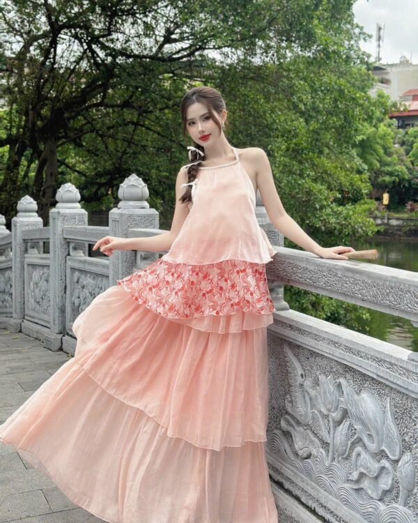 Cho Thuê Set Yếm PUCHA Voan Hoa Hồng Nhạt