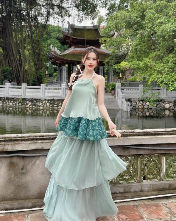 Cho Thuê Set Yếm PUCHA Voan Hoa Xanh Ngọc