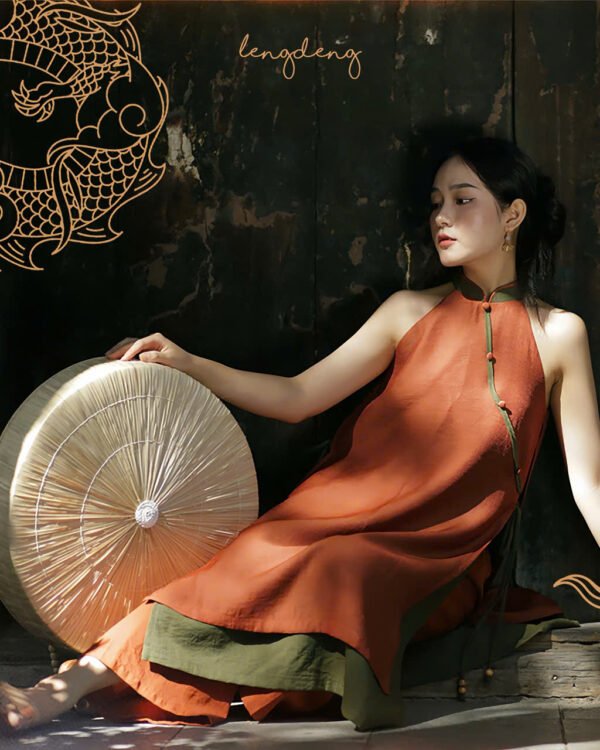 Cho Thuê Set Yếm Đũi Trơn Cam Xanh Rêu