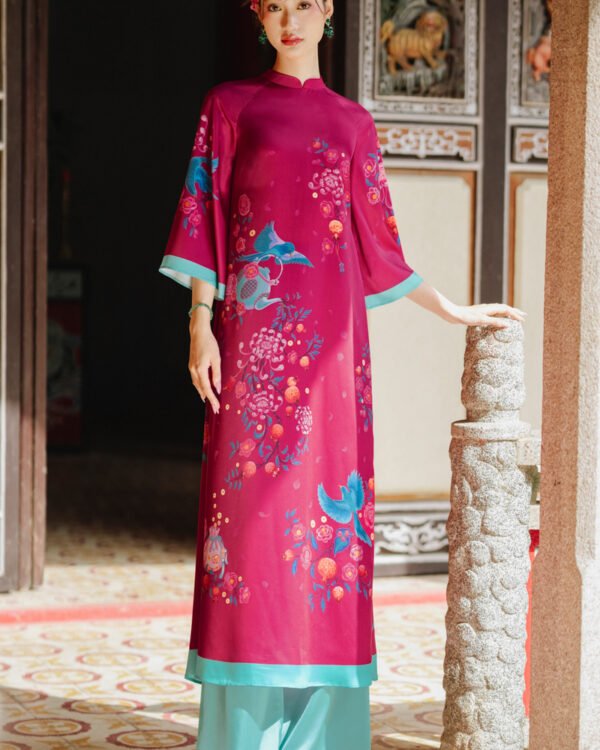 Cho Thuê Áo Dài Tay Lỡ Chính Đán Hồng (Có Bigsize)