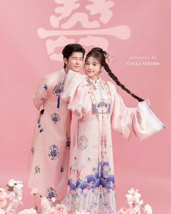 Cho Thuê Nhật Bình Couple Gấm Hoạ Tiết Hồng (Kèm Mấn - Có Bigsize)