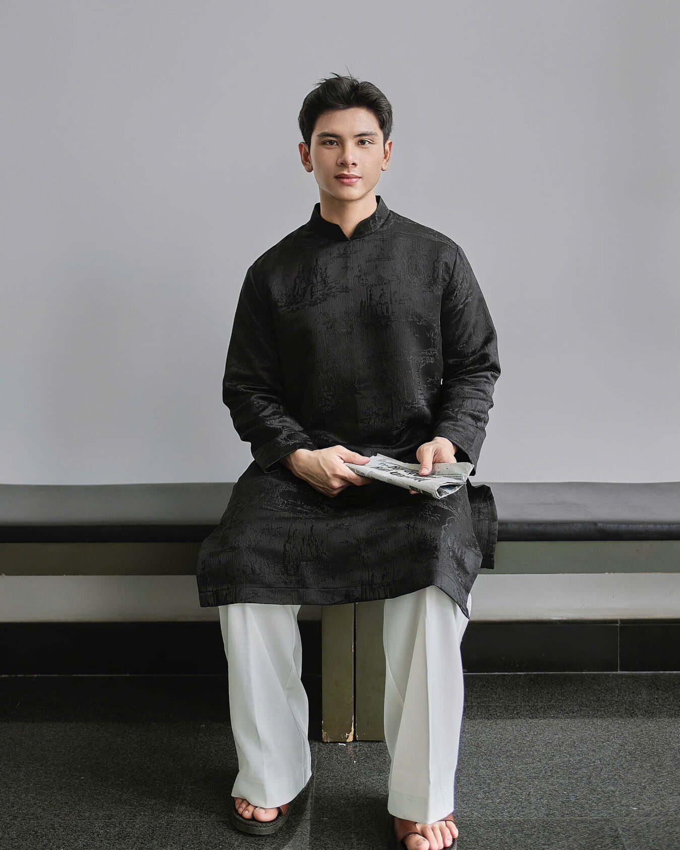 Cho Thuê Áo Dài Nam Vân Loan Đen OAO (Có Bigsize)