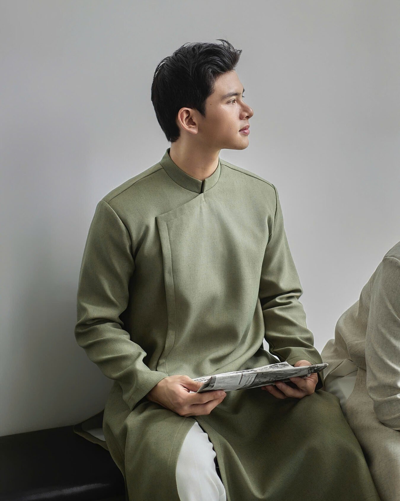 Cho Thuê Áo Dài Nam Cúc Bấm Hạt Tiêu Xanh OAO (Có Bigsize)