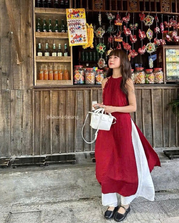 Cho Thuê Set Yếm Nơ Đũi Havana Đỏ