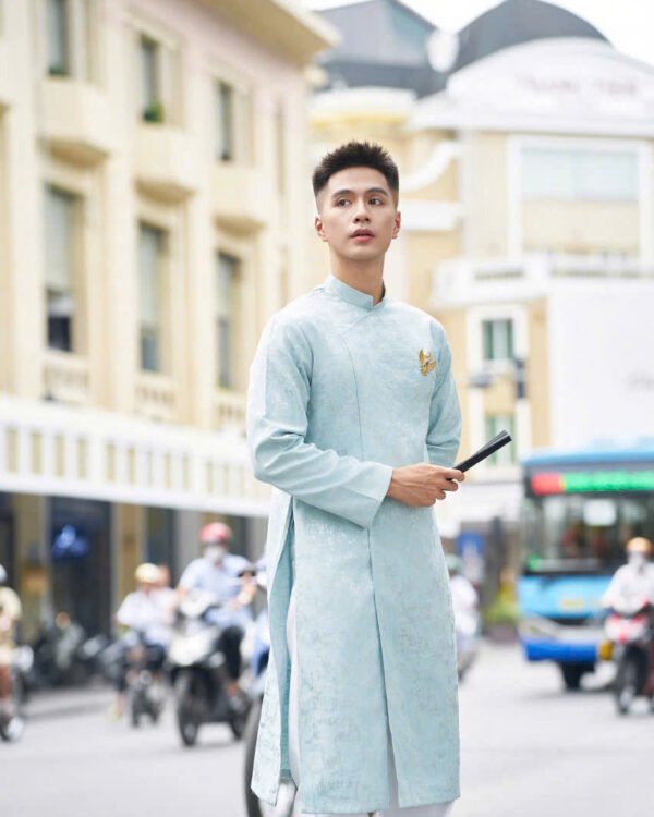 Cho Thuê Áo Dài Nam Cách Tân Vân Gỗ Xanh (Có Bigsize)