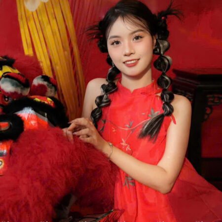 Cho Thuê Set Yếm Trái Lựu Shina Đỏ