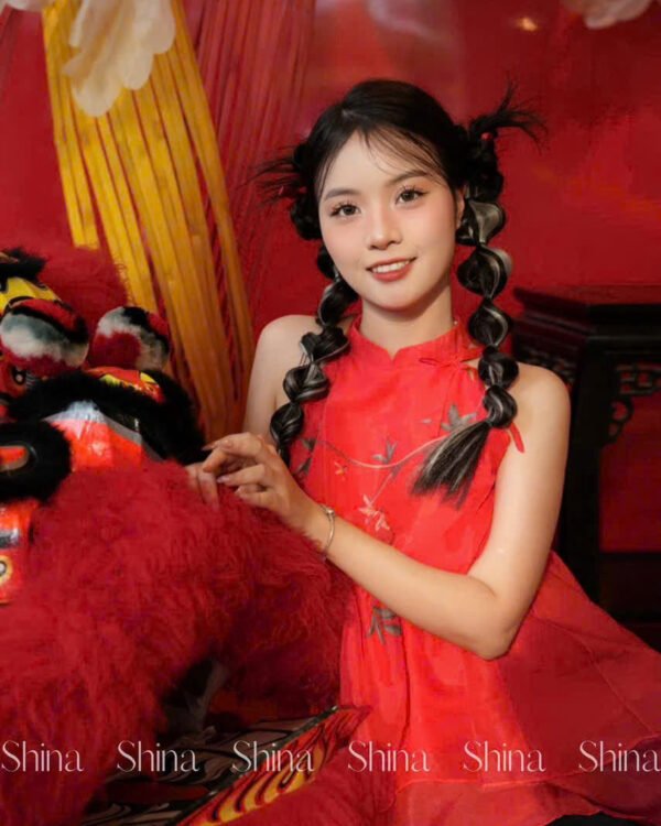 Cho Thuê Set Yếm Trái Lựu Shina Đỏ
