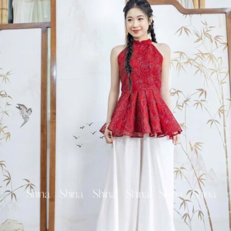 Cho Thuê Set Yếm Bo Eo Hoa Hồng Shina Đỏ