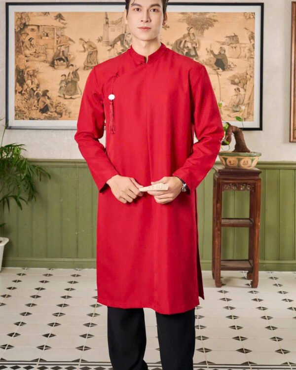 Cho Thuê Áo Dài Nam Ngũ Thân Đỏ MR TWINS