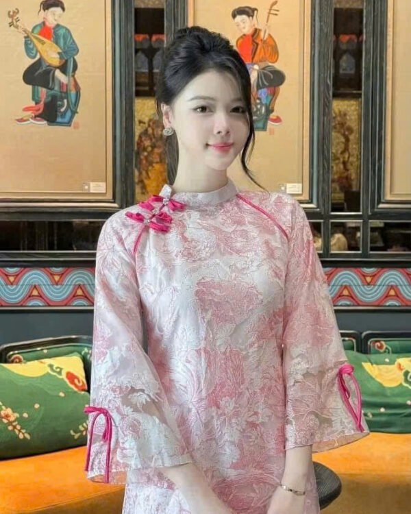 Cho Thuê Áo Dài Giai Kỳ Nút Tàu Hồng ( Có Bigsize )