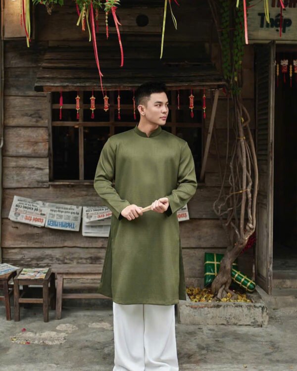Cho Thuê Áo Dài Nam Cách Tân Trơn Xanh Mạ OAO ( CÓ BIGSIZE )