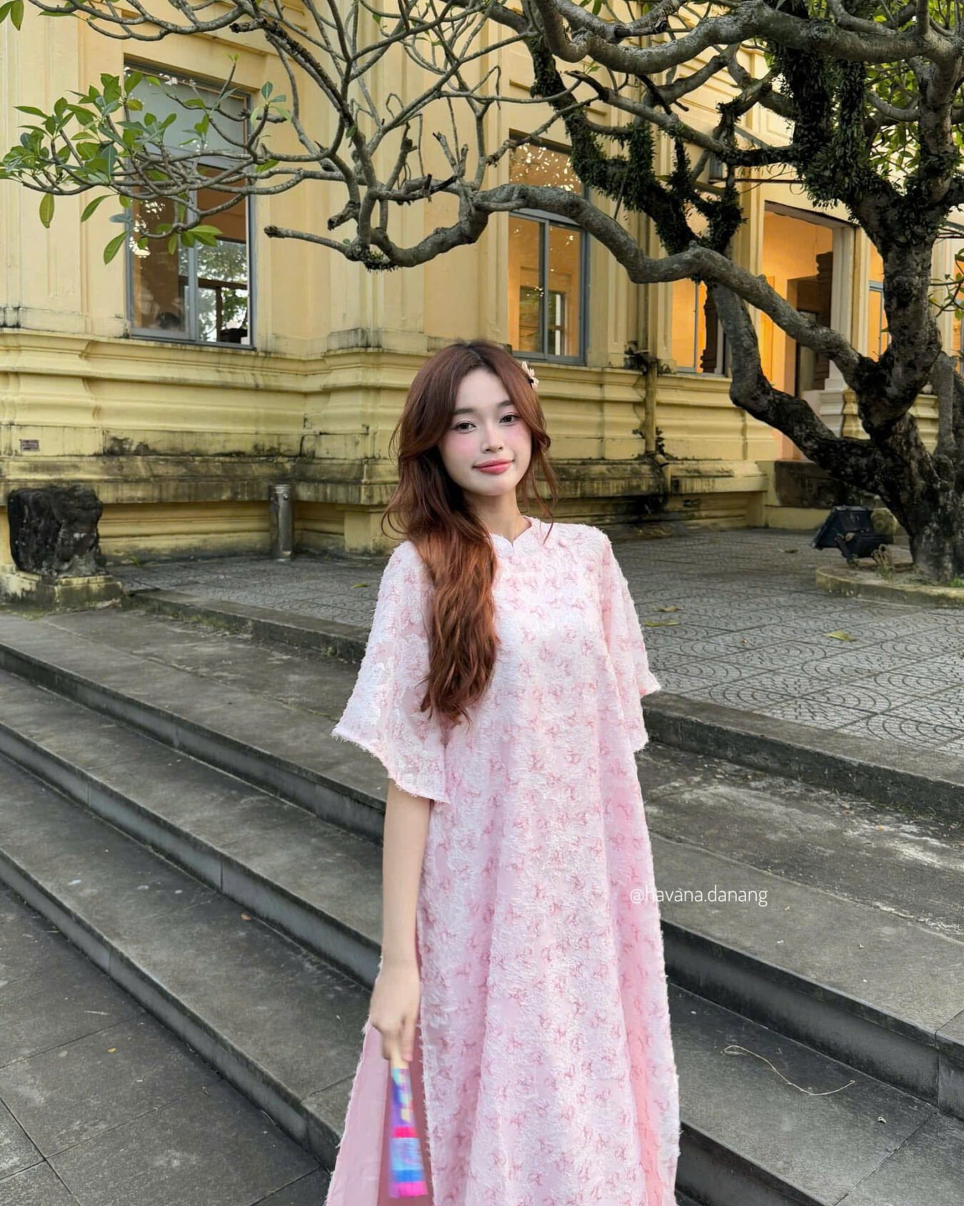 Cho Thuê Áo Dài Khảm Lông Hoa Hồng HVN ( Có Bigsize )