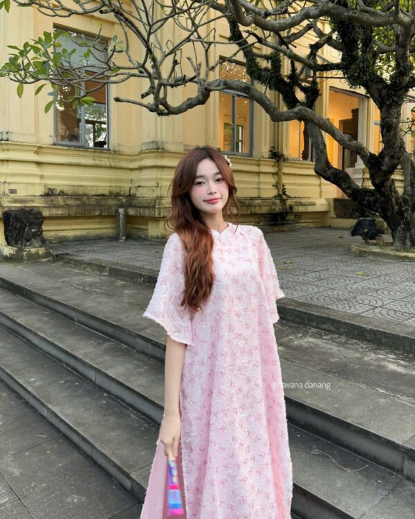 Cho Thuê Áo Dài Khảm Lông Hoa Hồng HVN ( Có Bigsize )
