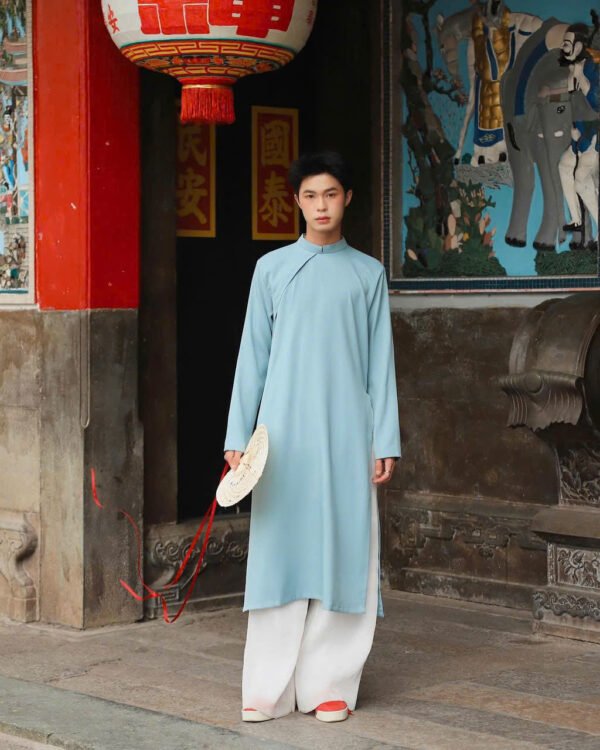 Cho Thuê Áo Dài Nam Xanh Ngọc Trơn Dizai