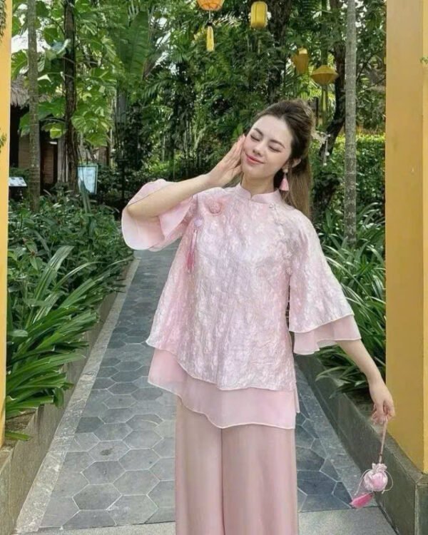 Cho Thuê Set Yếm Hồng Cổ Tàu Hai Nơ