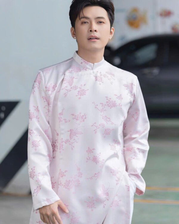 Cho Thuê Áo Dài Nam OAO Cúc Bấm Hồng  ( CÓ BIGSIZE )