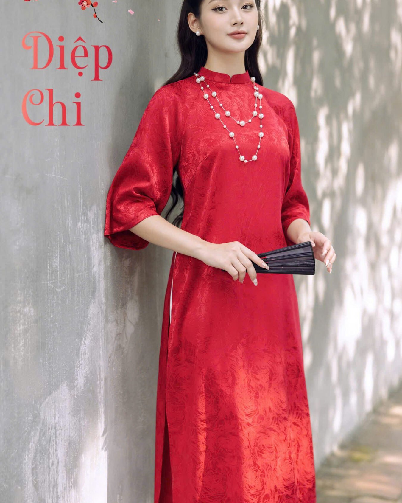 Cho Thuê Áo Dài Tây Thi Hoa Văn Đỏ Đô ( Có Bigsize )