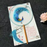 Cho Thuê Quạt Tròn Cổ Trang Xanh Con Công