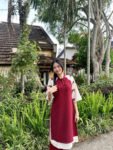 Cho Thuê Áo Dài Hai Tay Đính Nơ Đỏ HUTA