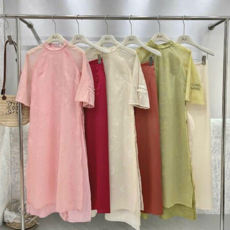 Cho Thuê Áo Dài Bướm Chìm AnXing Hồng