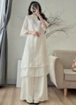 Cho Thuê Áo Dài Cổ Tròn An Xing Voan Trơn Kem